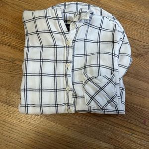 Black and white buttoned up plaid shirt